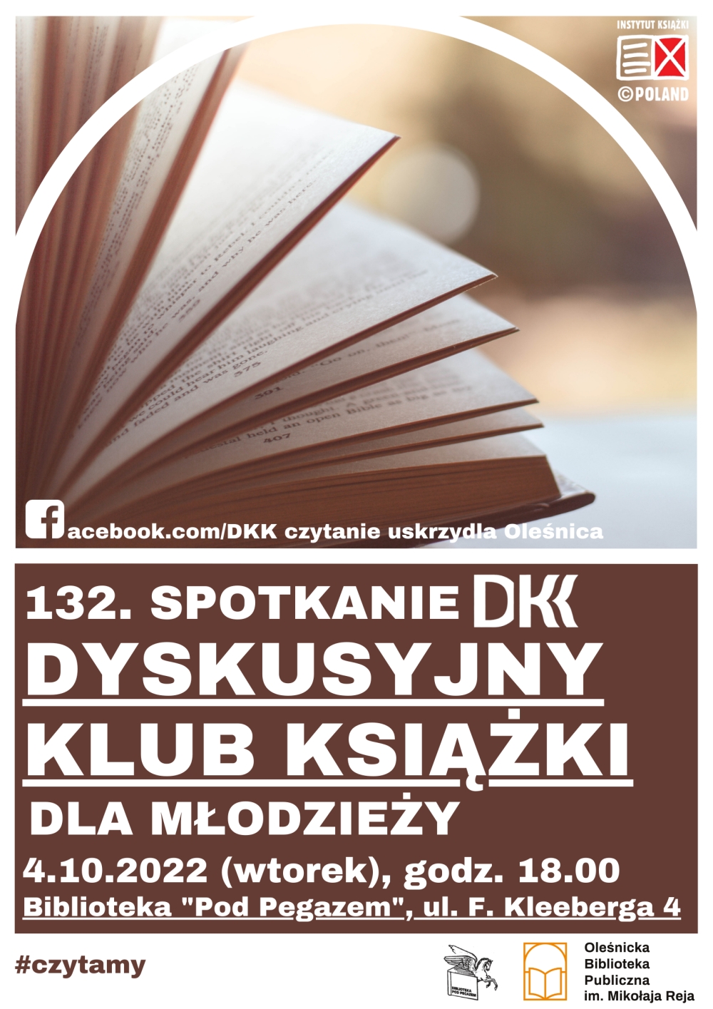 Plakat promujący 132 spotkanie w ramach DKK dla młodzieży